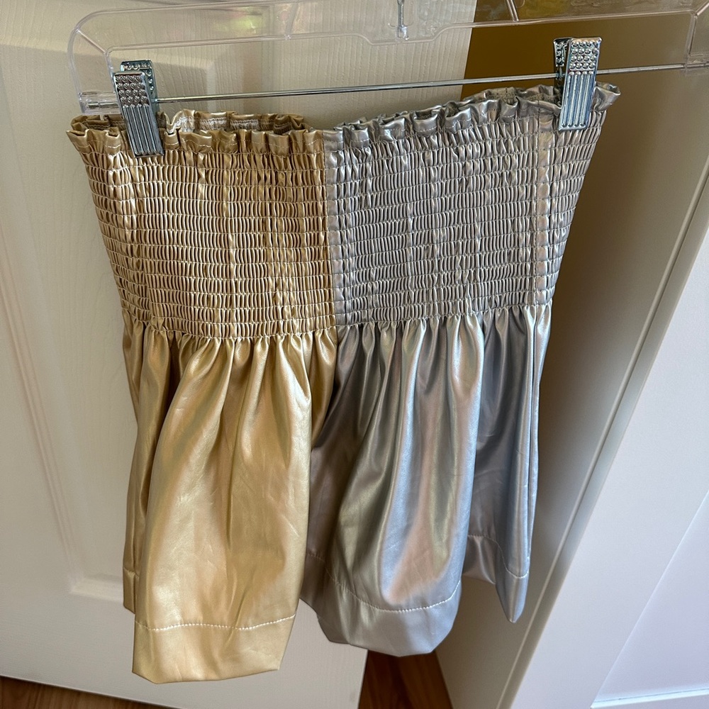 Queen of sparkles colorblock gold and silver shorts